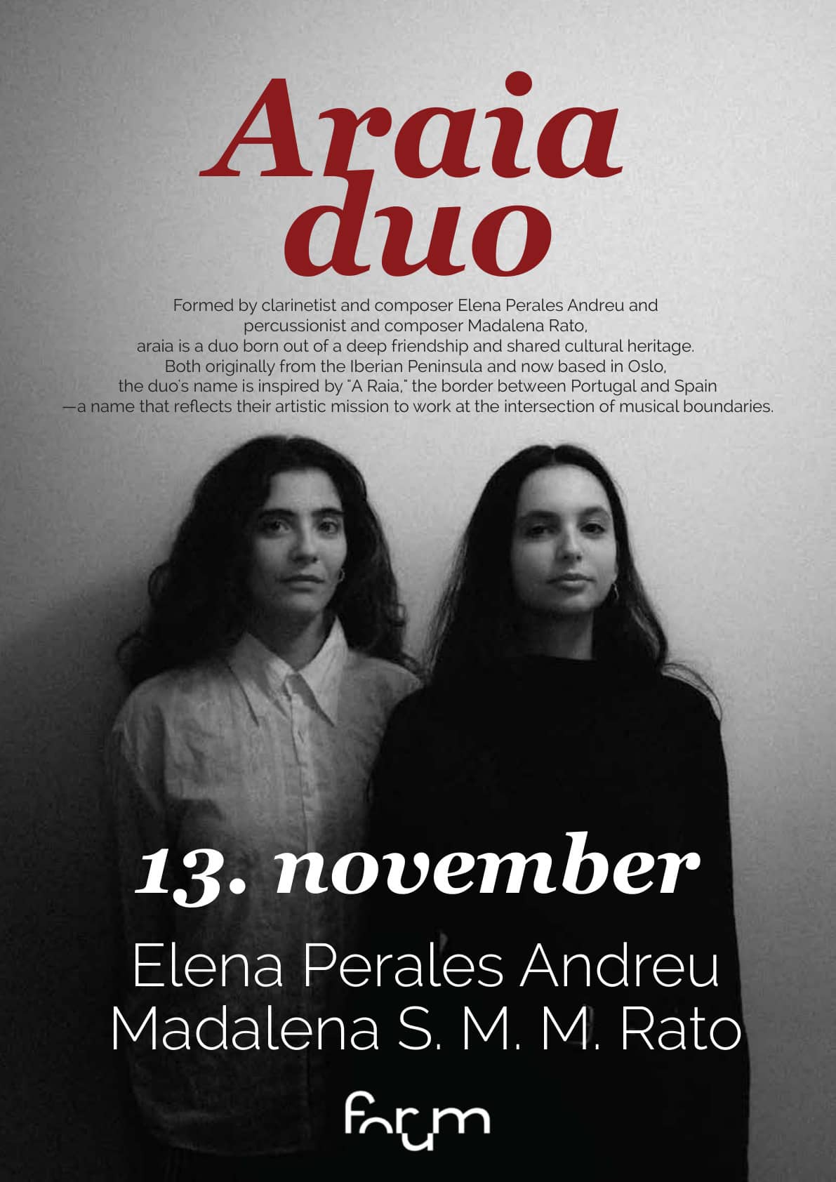 Plakat for Duo Araia — 13. november 2026